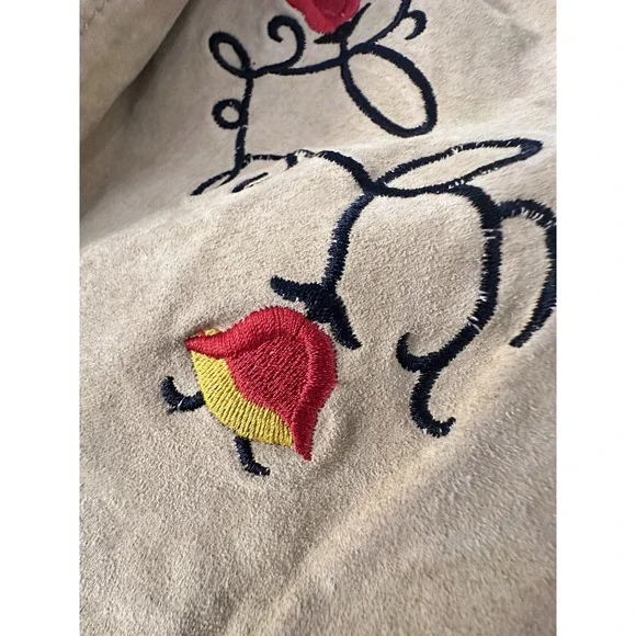 VTG Suede Leather Western Blazer Jacket Women Size M/L Floral Embroidered Boho - Picture 11 of 12